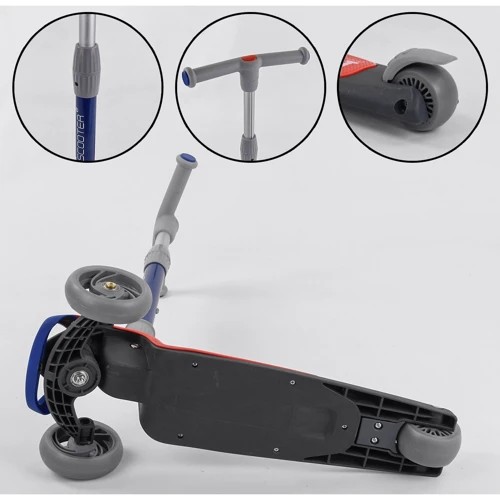 Самокат трехколесный Best Scooter складной алюминиевый руль, 3 колеса PU со светом Black/Red (102031): Количество колес 3