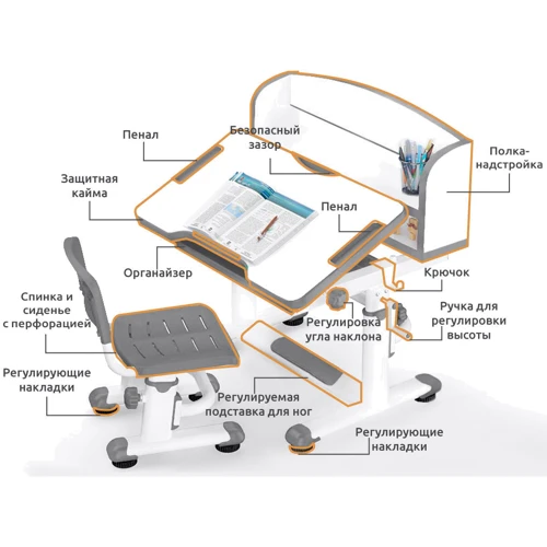 Комплект парта та стільчик Evo-kids BD-10 G