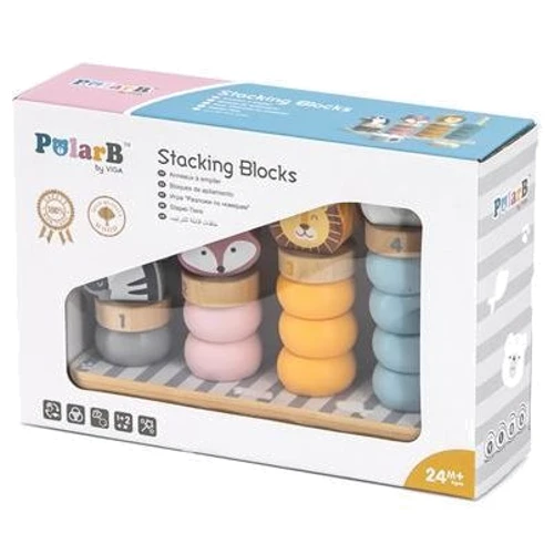 Дерев'яний сортер-пірамідка Viga Toys PolarB Звірята (44022): Тип пирамидка