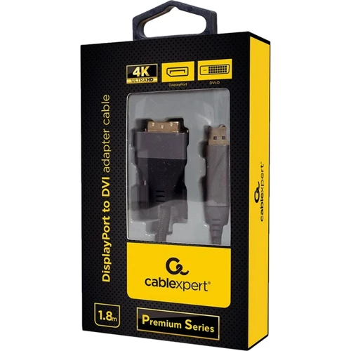 Кабель и переходник Cablexpert DisplayPort - DVI (M/M), 1.8 м, Black (CC-DPM-DVIM-4K-6): Тип разьема DisplayPort - DVI