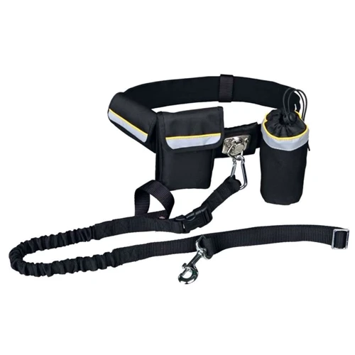 Повідець Trixie Hands Free ремінь 60-120 см 40 мм, поводок 1-1.35 м 25 мм чорний (4011905012759)