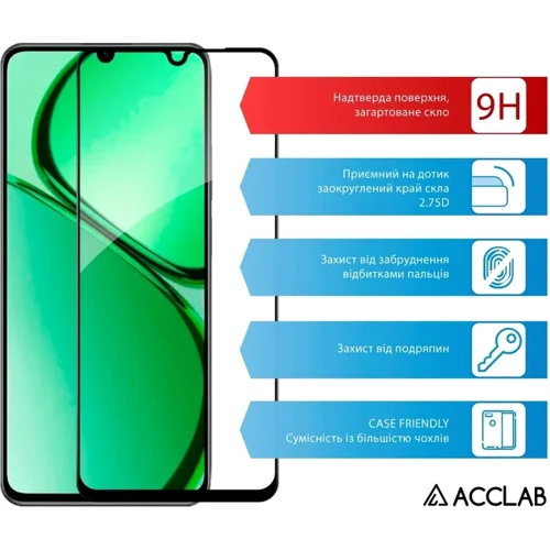ACCLAB Tempered Glass Full Glue Black for Realme C63 фото 5