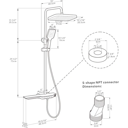 Душевая система Lefton Thermostatic Shower System with Temperature Display & LED Light-SST2207 Grey