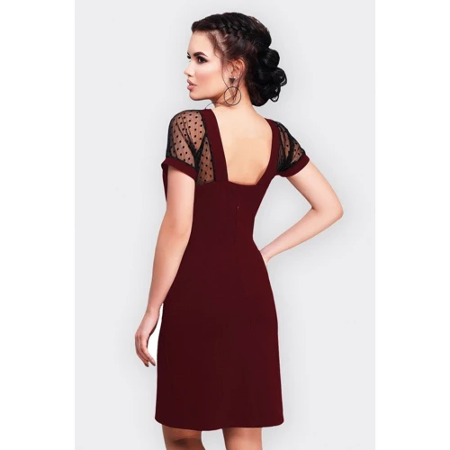 Платье FashionUp PL-1596B 48 бордовое повседневное до середины бедра: Состав Вискоза, Эластан