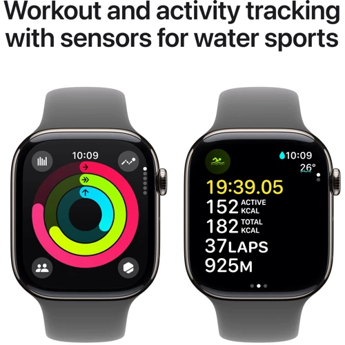Apple Watch Series 10 46mm GPS + Cellular Natural Titanium Case з Stone Grey Sport Band - S/M (MWY93)