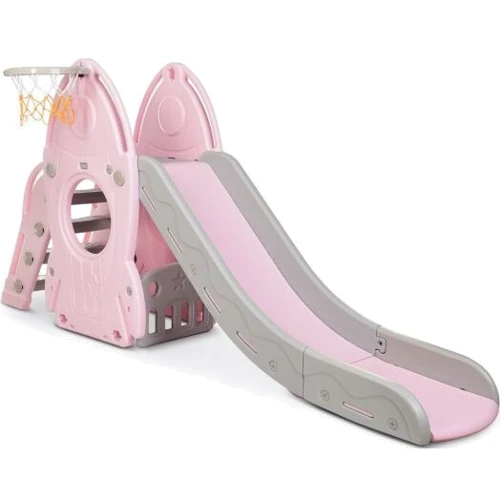 Детская горка Ракета с баскетбольным кольцом Bambi L-HJ01-8 (pink)