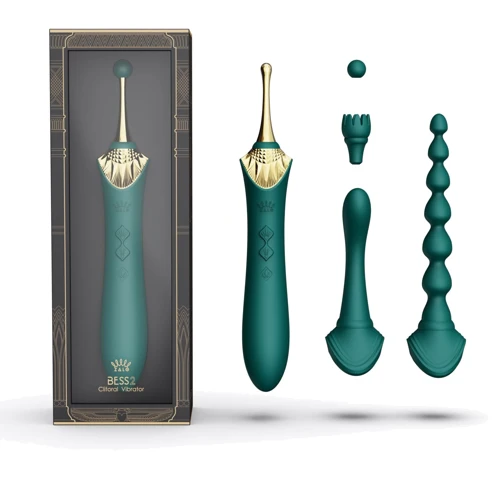 Мультифункциональный вибратор Zalo - Bess 2 Turquoise Green (4 насадки, подогрев)