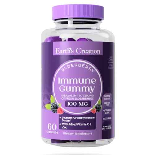 Earth‘s Creation Immune Gummy Elderberry Жевательные таблетки для иммунитета 60 конфет