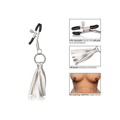Зажимы для сосков CalExotics Playful Tassels Nipple Clamps с кисточками, серебристый