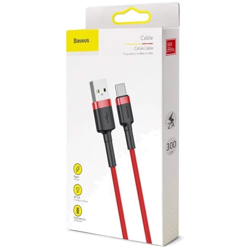 Кабель Baseus USB Cable to USB-C Cafule 2A 3m Red (CATKLF-U09) фото 14