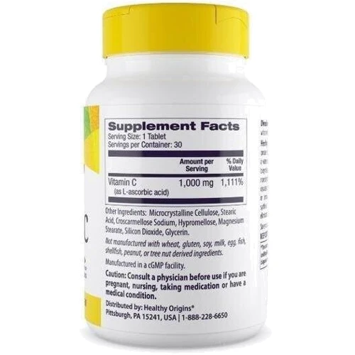Healthy Origins, Vitamin C, 1.000 mg, 30 Tablets (HOG-15231): Тип вітамін C