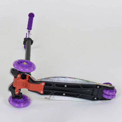 Самокат дитячий пластмасовий з алюмінієвої трубкою керма + 4 колеса Purple / Black (74471): Тип коліс литі
