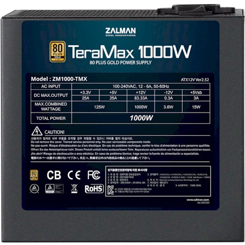 Блок питания Zalman TeraMax 1000W (ZM1000-TMX): Вентилятор нижней стенки 120 мм