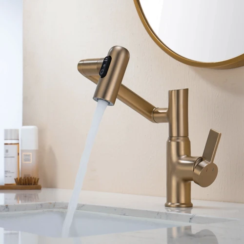 Смеситель для раковины Lefton Single-Hole Rotatable Faucet with Temperature Display-BF2204 Brushed Brass: Вид монтажа Врезной