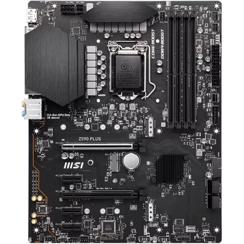 MSI Z590 PLUS: Разъемы на задней панели USB 3.2 Gen 2, USB Type-C, USB 3.2 Gen 1, USB 2.0, S/PDIF (Оптический), HDMI, Ethernet RJ-45, Displa