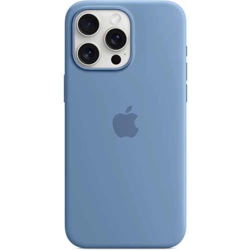 Чехол для iPhone Apple iPhone 15 Pro Max Silicone Case with MagSafe - Winter Blue (MT1Y3ZM/A): Материалы Силикон