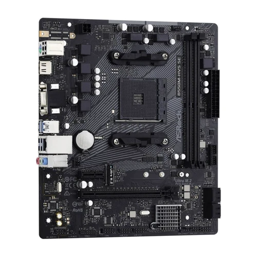 ASRock B550M-HVS SE: Разъемы на плате СОМ, USB 3.2 Gen 1, USB 2.0, M.2, PCI Express x1, SATA 3.0
