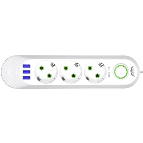 Сетевой фильтр Voltronic Power F04U White 4 розетки 3xUSB 1.5м (F04U-WHITE): Количество розеток, шт 3