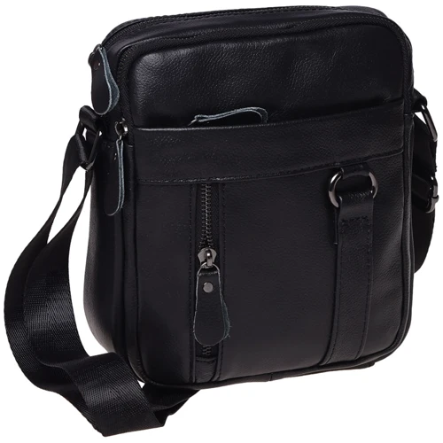 Мужская сумка через плечо Borsa Leather черная (K11169a-black): Материал Натуральная кожа