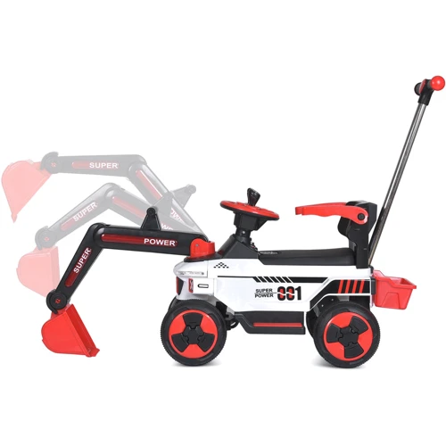 Детский электромобиль-толокар 3в1 Bambi Трактор с ковшом красный (M 5783BLR-3)