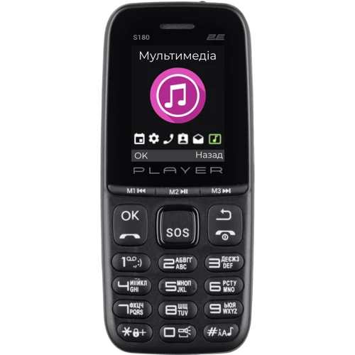 Мобільний телефон 2E S180 2021 DualSim Black (UA UCRF): Дисплей 1.77'', TN, 128x160 (QQVGA), 64000 цветов