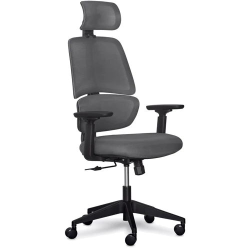 Офисное кресло Mealux Leo Air Dark Grey (Y-543 KBG): Оснащение С крестовиной, С колесиками, Подлокотники, Подголовник, Механизм качания