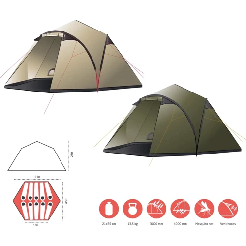 Палатка Grand Canyon Black Knob 10 Capulet Olive (330015) (DAS302743): Материал тента Polyester 68D 190T PU DWR