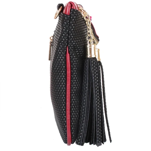Жіноча сумка-пошет Laskara червона (LK10202-black-red): Застібка Блискавка