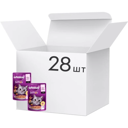 Упаковка влажного корма для котов Whiskas TastyMix Лосось, Морковь 28х85 г (4770608262600): Тип Влажный корм