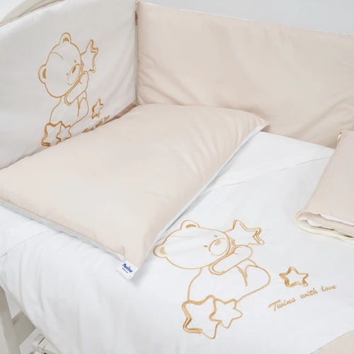 Набор для детской кроватки Twins Dolce Loving bear бело-бежевый 4075-DLB-02