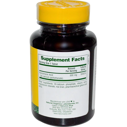 Natures Plus Pantothenic Acid 500 mg 90 tabs Пантотеновая кислота (B5): Тип Витамин B