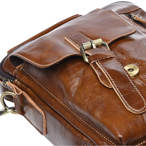 Мужская сумка планшет Borsa Leather коричневая (K15027-brown): Тип ручки Короткая ручка, Плечевой ремень