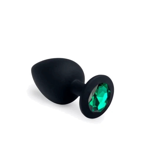 Анальная пробка CRYSTAL Black Silicone Emerald, L