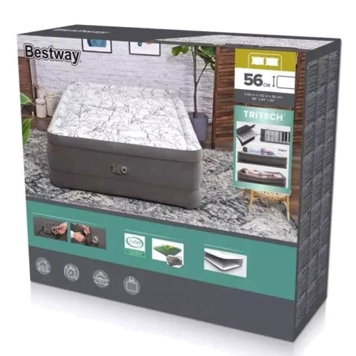 Надувний матрац Велюр ліжко Bestway Queen із вбудованим електронасосом 203х152х56 см (6713E): Додатково встроенный электронасос