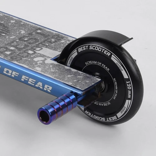 Самокат трюкових Best Scooter "SIMBIOTE" HIC-система, Пегі, алюмінієвий диск і дека Black / Blue (102310): Конструкція рами цільна