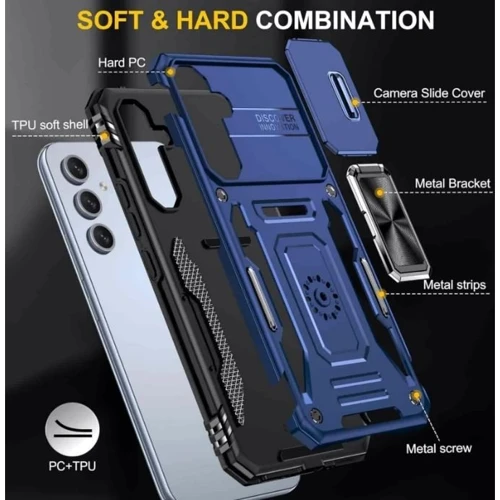 Чохол для телефона Mobile Case Camshield Army Ring Navy для Samsung S926 Galaxy S24 Plus / S936 Galaxy S25 Plus: Матеріал TPU (термополиуретан) и поликарбонат