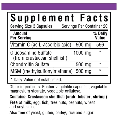 Bluebonnet Nutrition, Glucosamine Chondroitin Plus MSM, 60 Vegetable Capsules (1117): Тип Глюкозамин