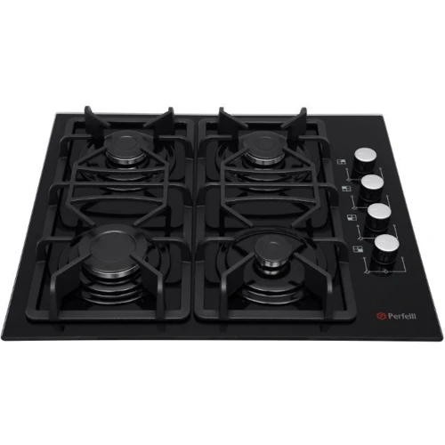 Варочная поверхность газовая Perfelli HGG 61124 BL: Рабочая поверхность стекло (закаленное)