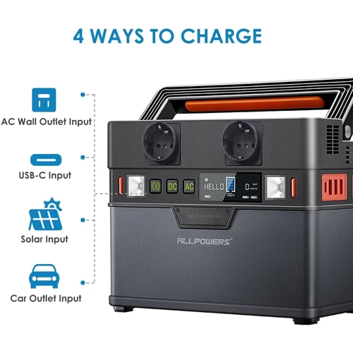 Зарядная станция Allpowers S300 288Wh 78000mAh 300W Portable Power Station UA: Особенности модели Управление со смартфона, Недорогие, Bluetooth, Дисплей, Светильник, Чистая синусоида, Маленькие