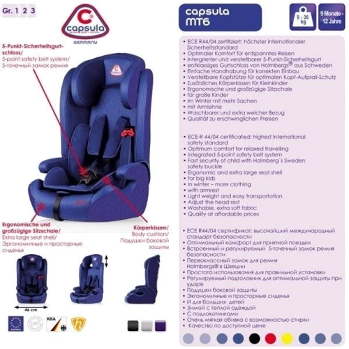 Автокресло Capsula MT6 Blue (771040.): Группа 1/2/3