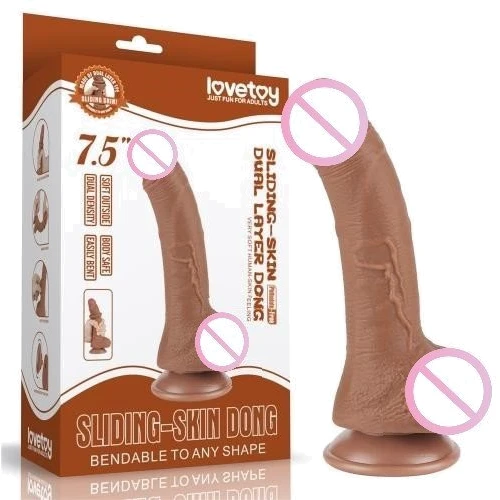 Фаллоимитатор LoveToy Sliding-Skin Dual Layer Dong 7.5" Brown