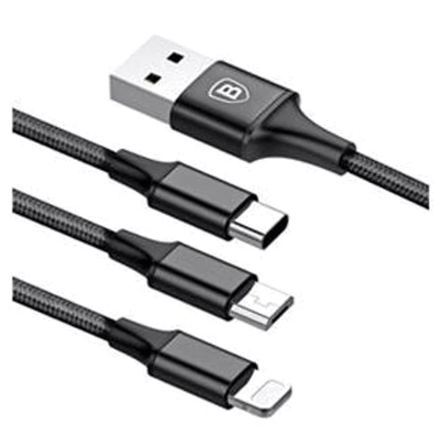 Кабель Baseus USB Cable to Lightning/microUSB/USB-C Rapid 1.2m Black (CAMLT-SU01) фото 2