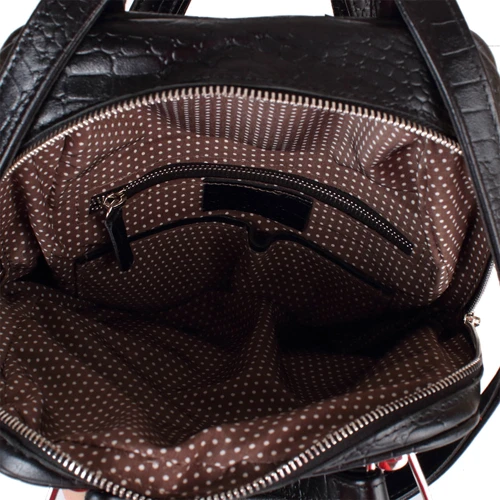 Жіночий рюкзак Laskara чорний (LK-DM229-croco-black): Застібка Блискавка