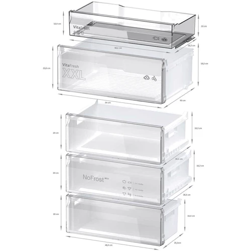 Холодильник Bosch KGN49XID0U: Розміри 203х70х66.7 см