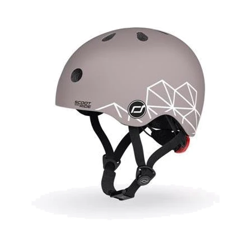 Детский защитный шлем Scoot&Ride коричневый с фонариком (SR-181206-BROWNLINES) фото 7