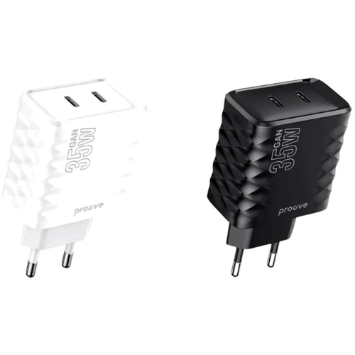 Зарядное устройство Proove Wall Charger 2xUSB-C Speed Surge GaN 35W White: Особенности Power Delivery (PD), USB-C