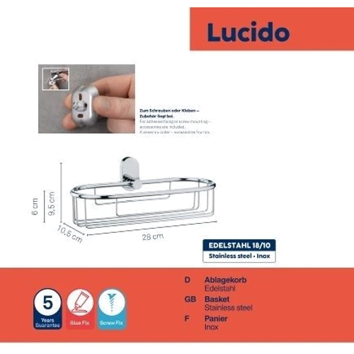 Полиця-сітка для ванної кімнати KELA Lucido срібляста 26х10.5 см (22689)