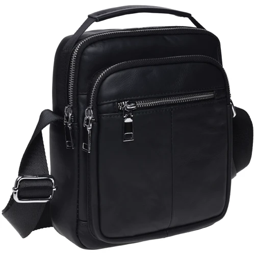 Чоловіча сумка через плече Keizer чорна (K16018-black): Матеріал Натуральна шкіра