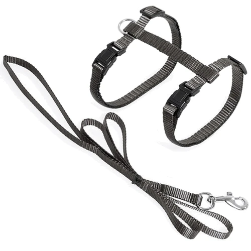 Шлея и поводок для котов Flamingo Cat Harness and Leash Ziggi серый (56247)