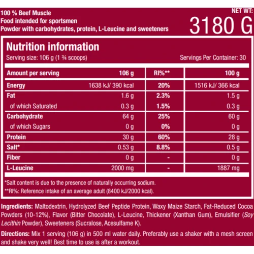 Гейнер Scitec Nutrition Beef Muscle 3180 g / 30 servings / Rich chocolate: Стать Унисекс